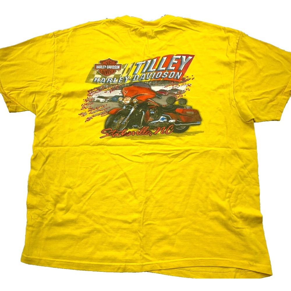 Vintage‎ Harley Davidson Shirt Men XL Yellow Y2K 2000s Fire Flames Biker Tee USA